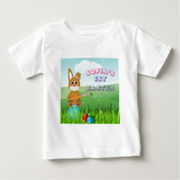 ベビー初の絵画イースターLのEggs Tシャツ