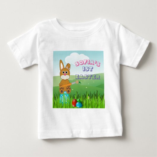 ベビー初の絵画イースターLのEggs Tシャツ (正面)