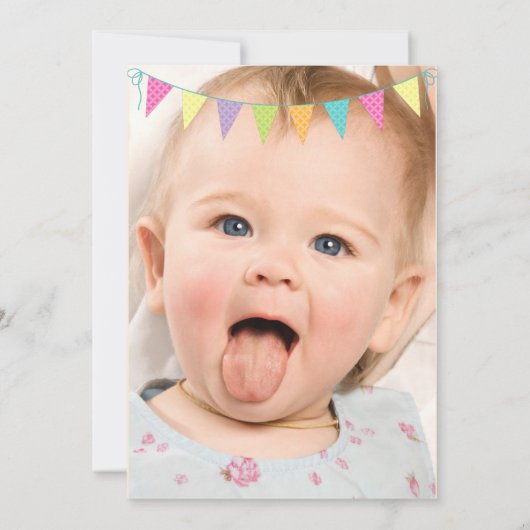 ベビー初の誕生日かわいい子の誕生日写真 招待状 (裏面)