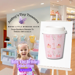 ベビー初の誕生日パステルピンクボウズ紙カップ 紙コップ