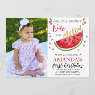 ベビー初の誕生日メロンのフォトカード 招待状