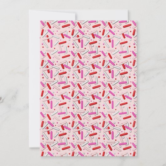 ベビー初の誕生日レッドピンクスプリンクル 招待状 (裏面)