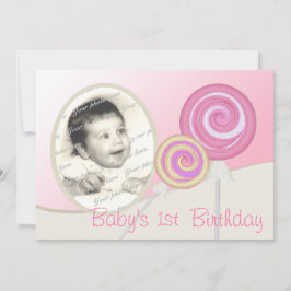 ベビー初の誕生日棒つきキャンデー 招待状