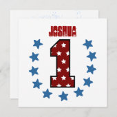 ベビー初の誕生日赤白青スターズV02 招待状 (正面/裏面)