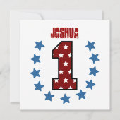 ベビー初の誕生日赤白青スターズV02 招待状 (正面)