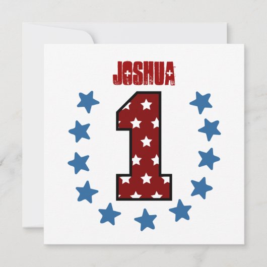 ベビー初の誕生日赤白青スターズV02 招待状 (正面)