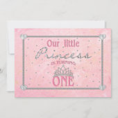 ベビー初の誕生日-プリンセス招待状 – ピンク 招待状 (正面)