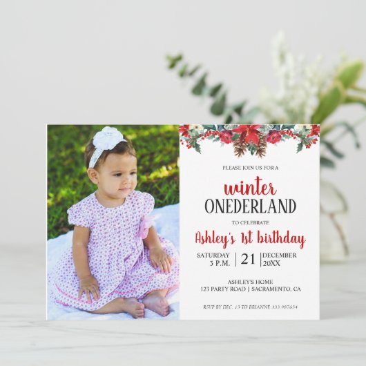 ベビー初の誕生日ONEderland冬の招待 招待状 (スタンド正面)
