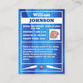 ベビー初の野球カードボーイ誕生のお知らせ コーリングカード (裏面)