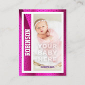 ベビー初の野球カード誕生アナウンスピンク コーリングカード (正面)