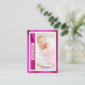 ベビー初の野球カード誕生アナウンスピンク コーリングカード (スタンド正面)