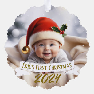ベビー初めてのクリスマスかわいいキツネ オーナメントカード