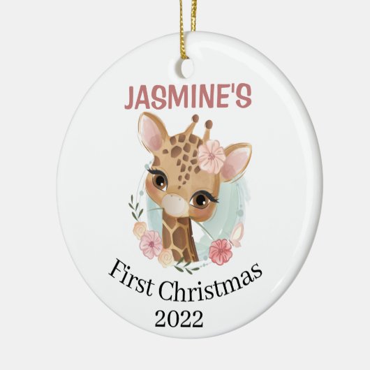 ベビー初めてのクリスマスかわいいキリン生まれ年 セラミックオーナメント (左)