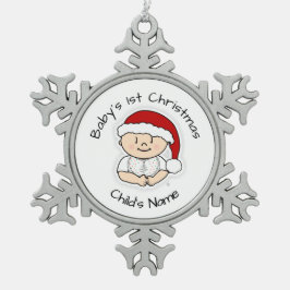 ベビー初めてのクリスマスかわいいスノーフレークフレームオーナメント スノーフレークピューターオーナメント