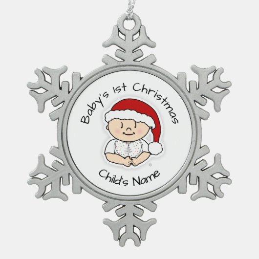 ベビー初めてのクリスマスかわいいスノーフレークフレームオーナメント スノーフレークピューターオーナメント (正面)