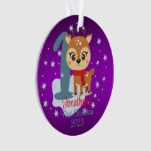 ベビー初めてのクリスマスかわいいトナカイモダンカラー オーナメント (正面)