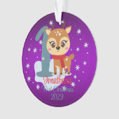 ベビー初めてのクリスマスかわいいトナカイモダンカラー オーナメント (正面)