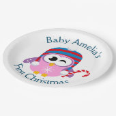 ベビー初めてのクリスマスかわいいピンクフクロウ ペーパープレート (アングル)