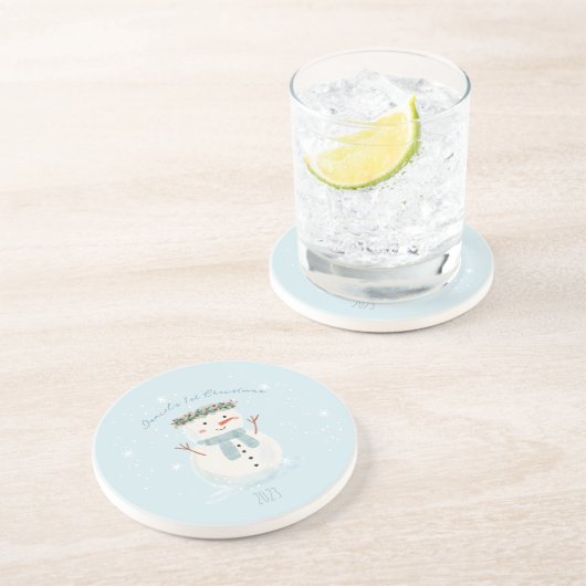 ベビー初めてのクリスマスかわいい雪だるまとスノーフレーク コースター (側面)