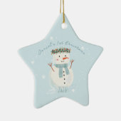 ベビー初めてのクリスマスかわいい雪だるまとスノーフレーク セラミックオーナメント (右)