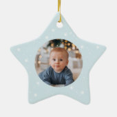 ベビー初めてのクリスマスかわいい雪だるまとスノーフレーク セラミックオーナメント (裏面)