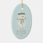 ベビー初めてのクリスマスかわいい雪だるまとスノーフレーク セラミックオーナメント (右)