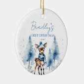 ベビー初めてのクリスマスかわいい鹿写真 セラミックオーナメント (右)