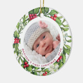 ベビー初めてのクリスマスの個人用設定2写真ミスタントウ セラミックオーナメント (左)