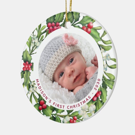 ベビー初めてのクリスマスの個人用設定2写真ミスタントウ セラミックオーナメント (左)