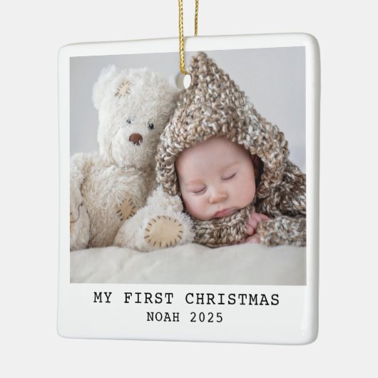 ベビー初めてのクリスマスの写真エレガントモダンミニマル セラミックオーナメント (左)