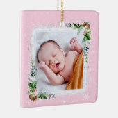 ベビー初めてのクリスマスの写真名誕生日 セラミックオーナメント (右)
