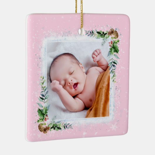 ベビー初めてのクリスマスの写真名誕生日 セラミックオーナメント (右)