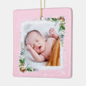 ベビー初めてのクリスマスの写真名誕生日 セラミックオーナメント (左)