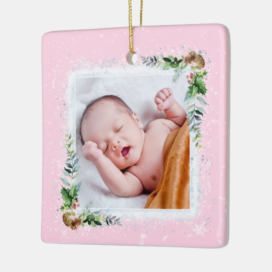 ベビー初めてのクリスマスの写真名誕生日 セラミックオーナメント (左)