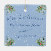 ベビー初めてのクリスマスの写真名誕生日 セラミックオーナメント (裏面)