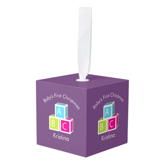ベビー初めてのクリスマスアルファベットブロック キューブオーナメント (正面アングル)