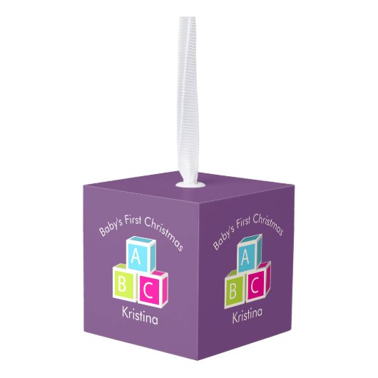 ベビー初めてのクリスマスアルファベットブロック キューブオーナメント (裏面アングル)