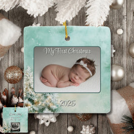 ベビー初めてのクリスマスウィンターグリーン/ティール(緑がかった色)キープサケ セラミックオーナメント