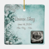 ベビー初めてのクリスマスウィンターグリーン/ティール(緑がかった色)キープサケ セラミックオーナメント (裏面)