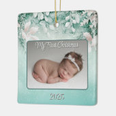 ベビー初めてのクリスマスウィンターグリーン/ティール(緑がかった色)キープサケ セラミックオーナメント (左)