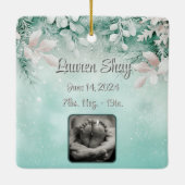 ベビー初めてのクリスマスウィンターグリーン/ティール(緑がかった色)キープサケ セラミックオーナメント (裏面)