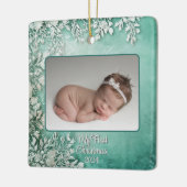 ベビー初めてのクリスマスウィンターグリーン/ティール（緑がかった色）キープサケ セラミックオーナメント (左)