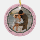 ベビー初めてのクリスマスウェーモダンブミニマル2写真 セラミックオーナメント (正面)