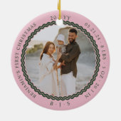 ベビー初めてのクリスマスウェーモダンブミニマル2写真 セラミックオーナメント (裏面)