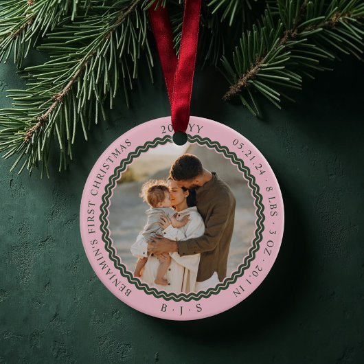 ベビー初めてのクリスマスウェーモダンブミニマル2写真 セラミックオーナメント