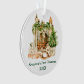 ベビー初めてのクリスマスウォーターカラーパイン オーナメント (正面)