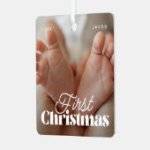 ベビー初めてのクリスマスエレガントモダンカスタム写真 メタルオーナメント (正面左)
