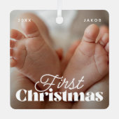 ベビー初めてのクリスマスエレガントモダンカスタム写真 メタルオーナメント (正面)