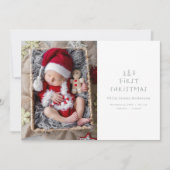 ベビー初めてのクリスマスエレガント灰色の木の写真 シーズンカード (正面)