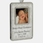 ベビー初めてのクリスマスオンシルバーダマスク シルバープレートフレームオーナメント (右)